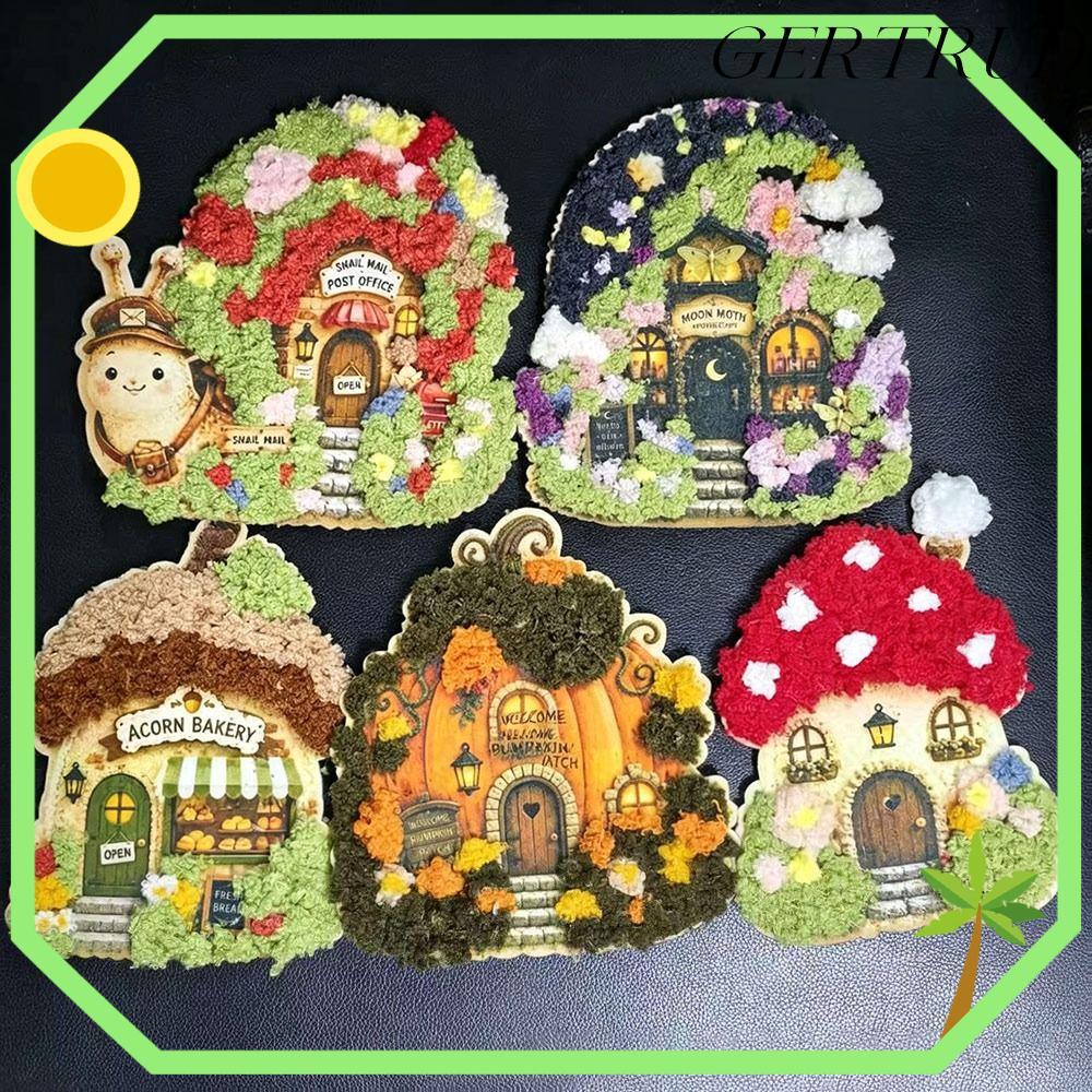 GERTUD Village ผ้า Poke Art Kit, Whimsical DIY Yarn Village Craft Set, Village Theme กึ่งสําเร็จรูปด