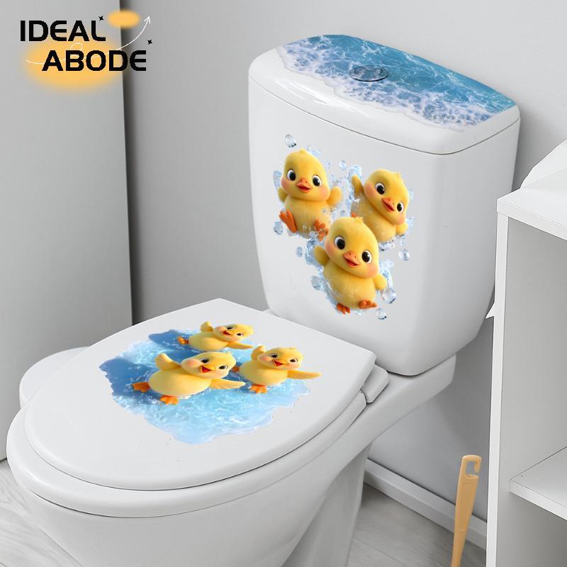 IDEALABODE การ์ตูนเล่นน้ํา Du Toilet Stier Self-Adhesive Beautify Home Bathroom