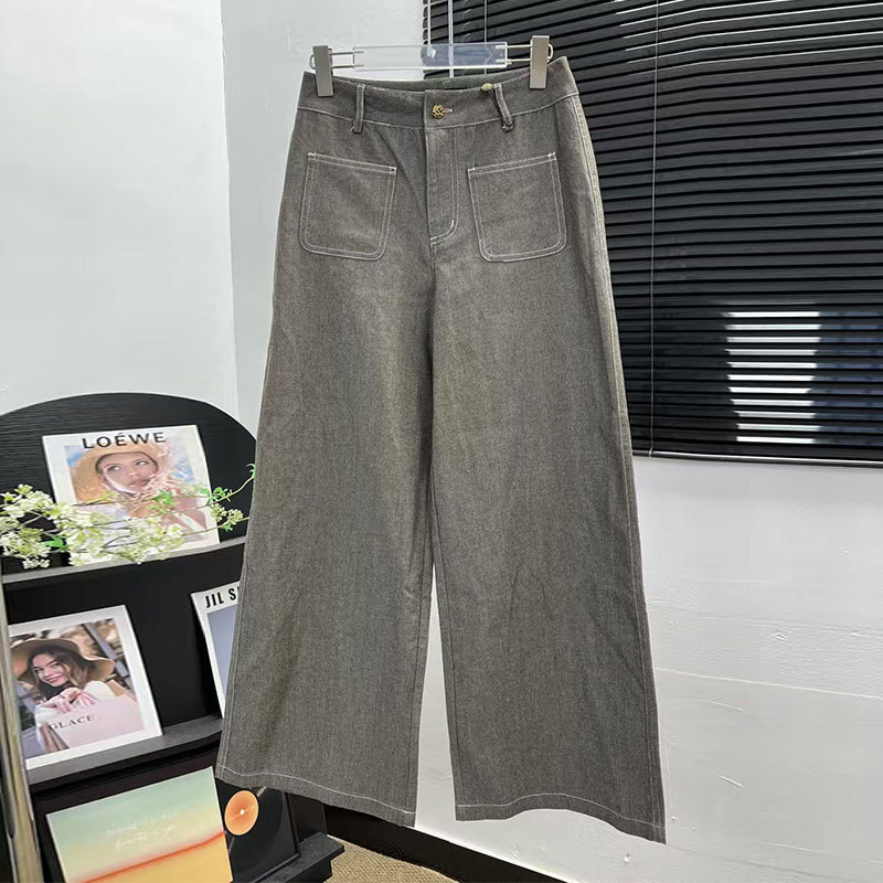 3XWA LP Classic Simple Double Pocket Jeans Women Lazy High เอวกางเกง