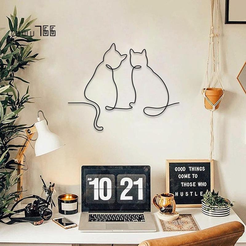 [tuwu766]โลหะ Cat-Wall Decor, Minimalist Room & Living Room Wall Decor