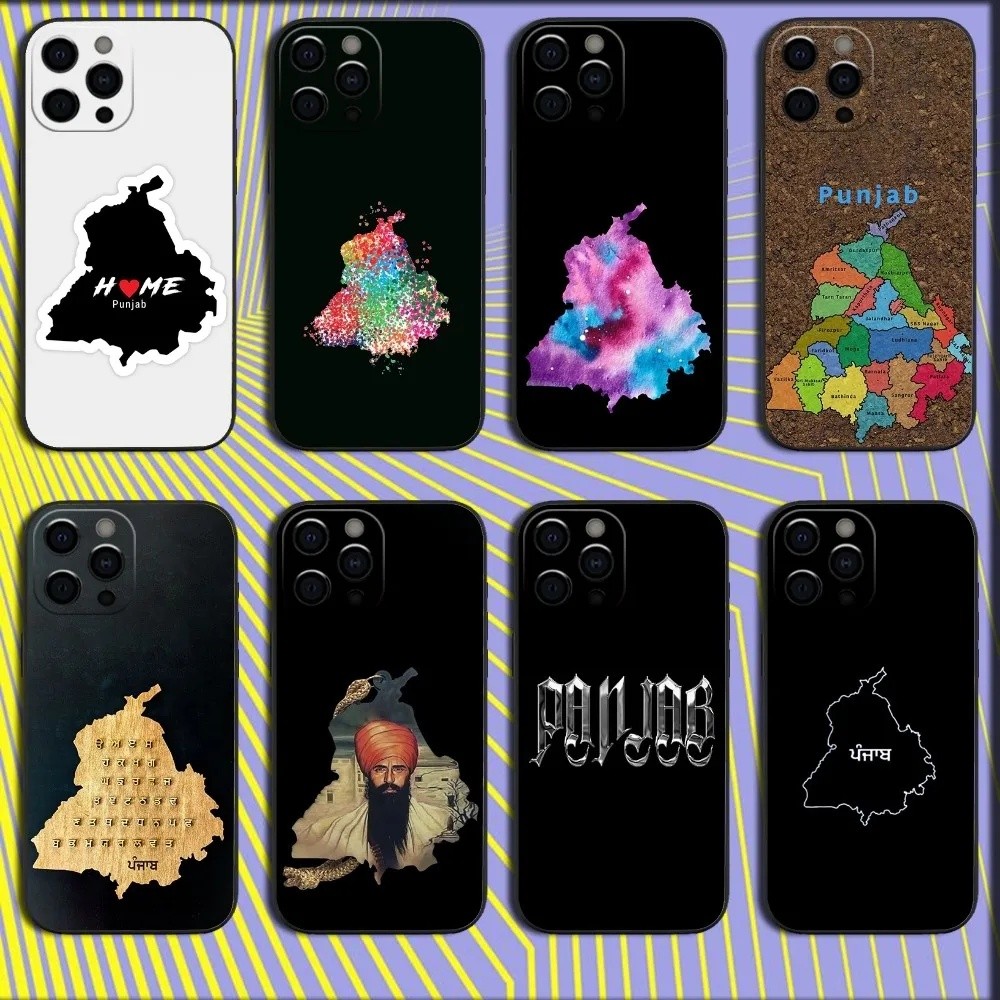 TP-1 ART Punjab แผนที่เคสโทรศัพท์สําหรับ iPhone 18 16,15,14,13,12,11,Pro,X,XS,Max,XR,Plus,Mini Soft 