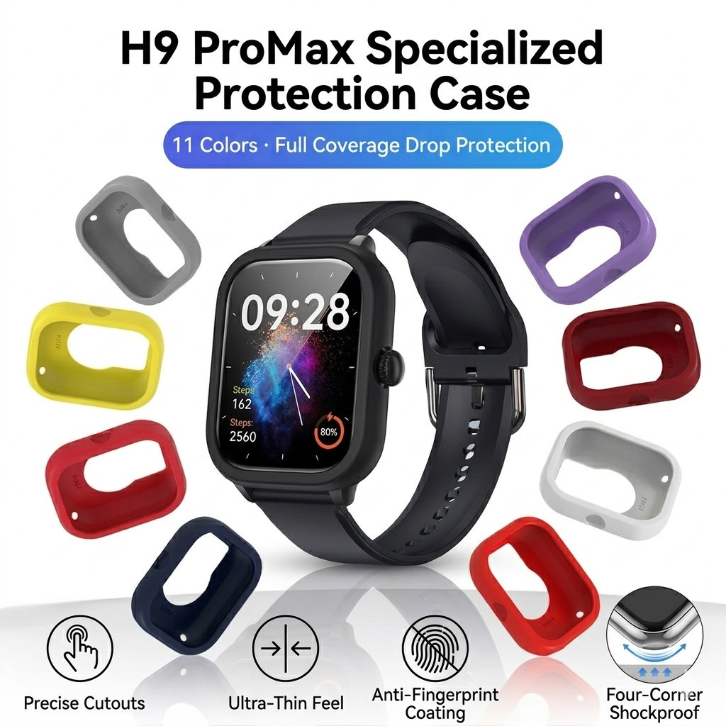 Sarung Jam H9 Max H9 Pro Smartwatch กรณีซิลิโคนอ่อนนุ่มฝาครอบป้องกัน Anti Scratch กรอบ Shell กันชนอุ