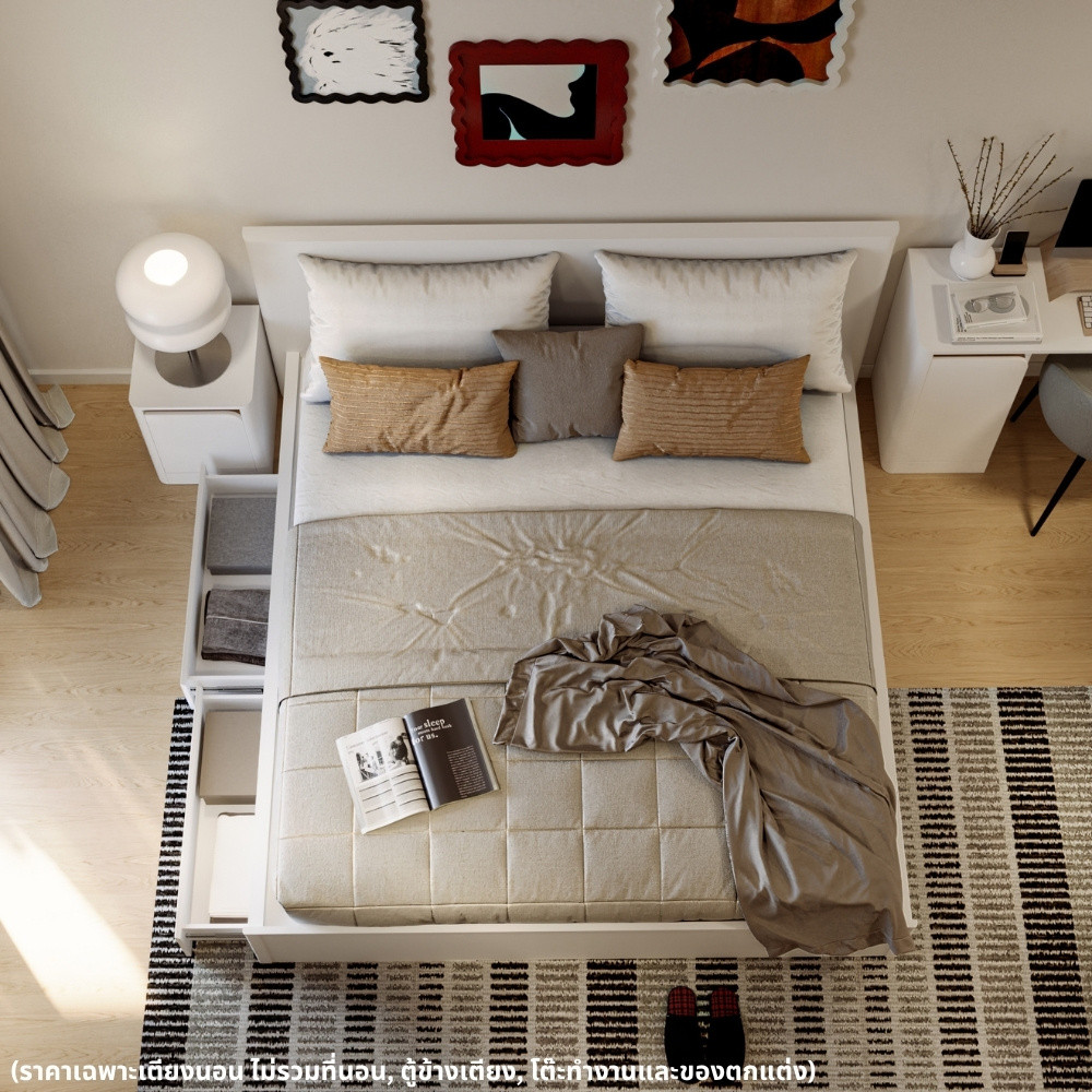 Koncept Furniture เตียงนอน ขนาด 6 ฟุต รุ่น Kaze สีขาว (203.5x208x90 ซม.) แบรนด์ KONCEPT FURNITURE