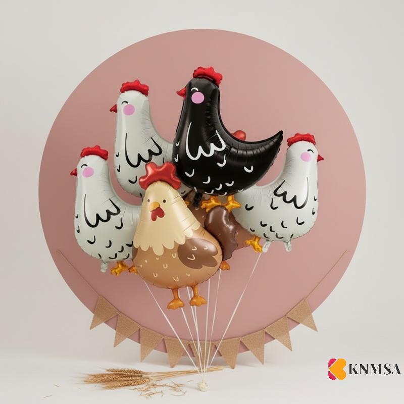 KNMSA] 2 ชิ้น Joyding Design การ์ตูนสัตว์ฟอยล์บอลลูนง่ายต่อการพองสําหรับเด็ก Playtime Nursery Room P