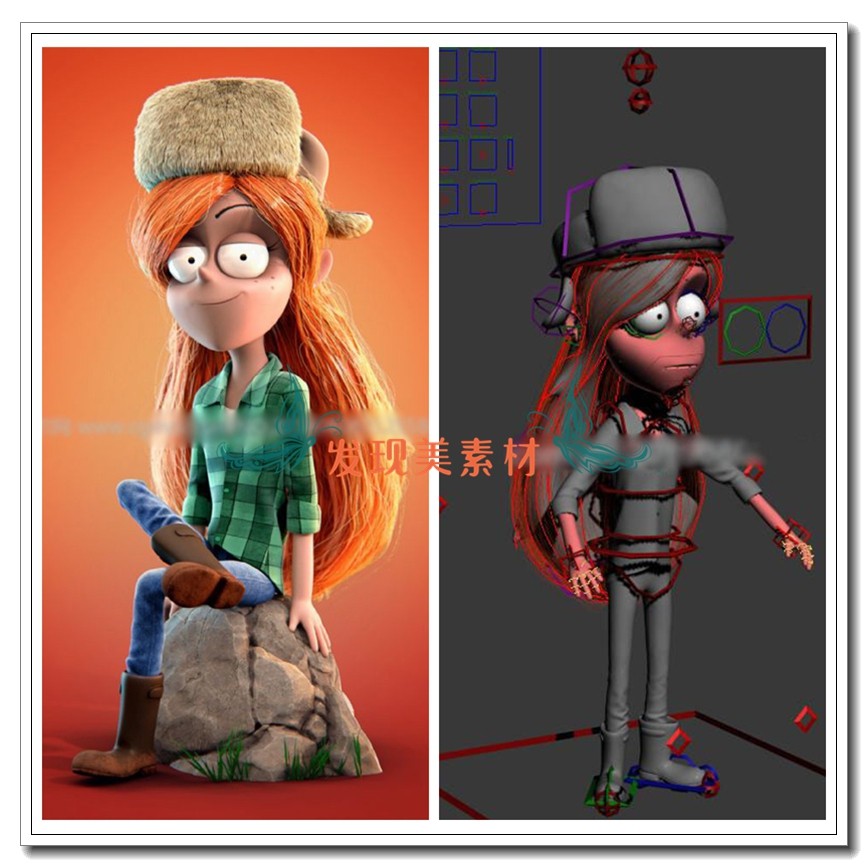 3dsMax Wendy หมวกฤดูหนาวสาวน้อยตัวละครรุ่นผูก T2992