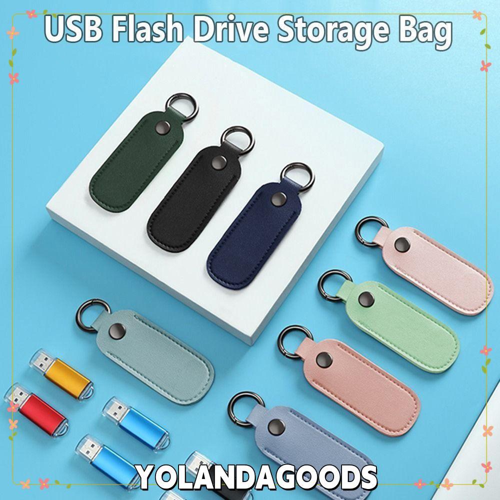 YOLANDAGOODS1 U Disk Pouch Leather Protective Cover Holder USB Flash Drive