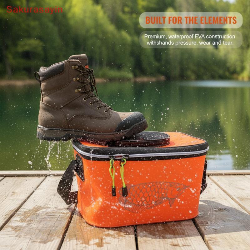 {Sakurasayin} Folding Live Fish Buet EVA Thiened BPA Free Portable Waterproof Fishing Container for 