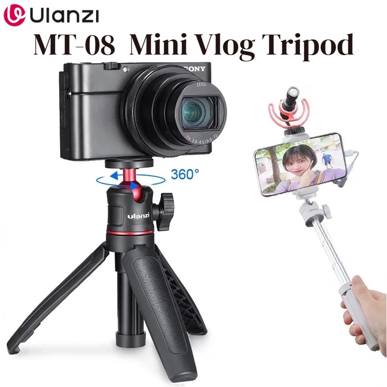 Ulanzi MT-08 ขยาย Selfie Stick Mini Vlog ขาตั้งกล้องโทรศัพท์ Mount Holder สําหรับกล้อง DSLR อุปกรณ์เ