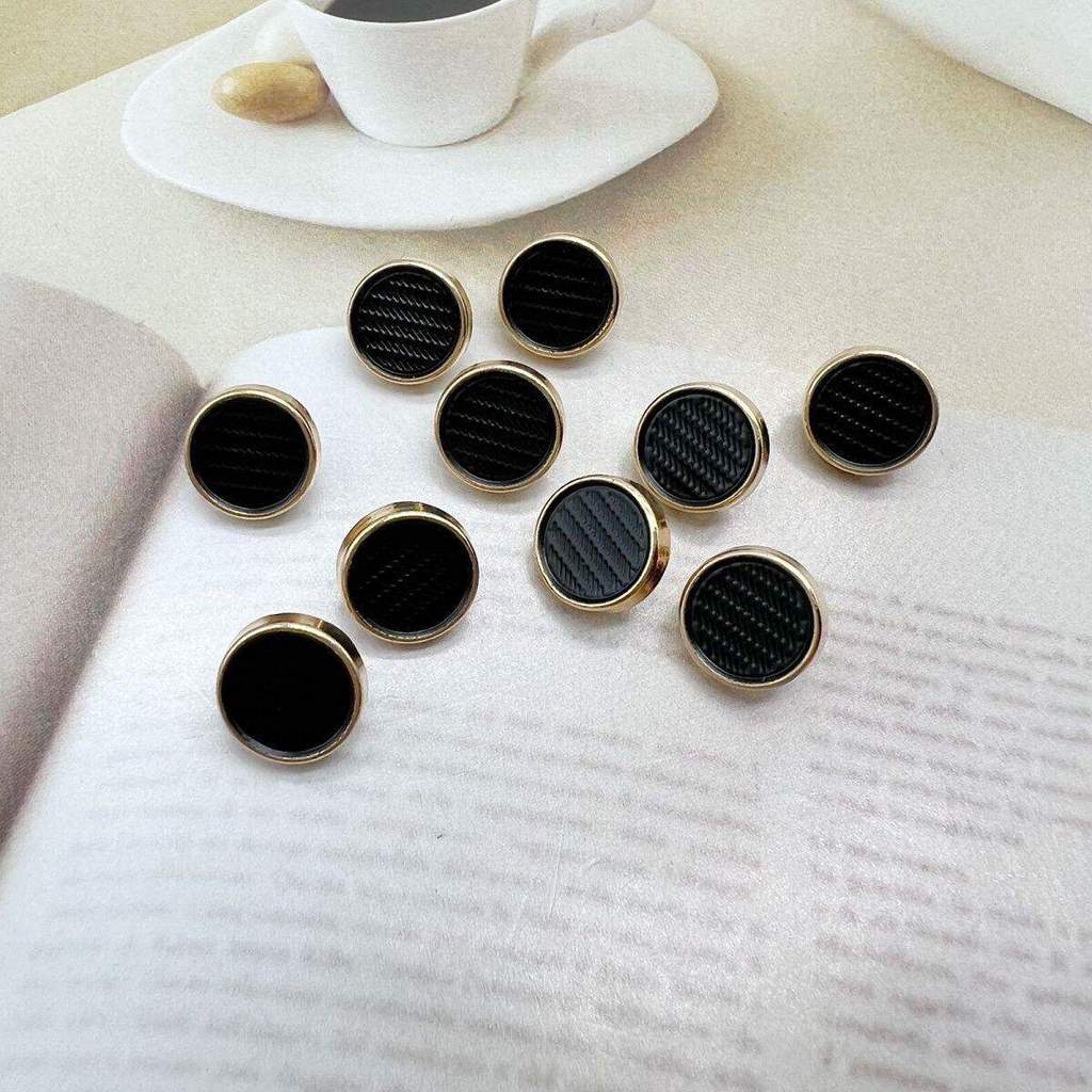 High-End Buttons Mens Shirt Buttons to Dot Oil Texture Buttons สีดํา All-Match Buttons FEUJ