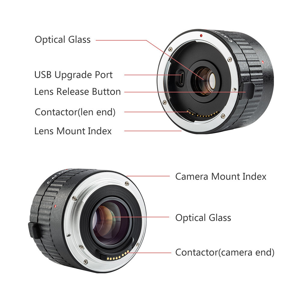 Viltrox C-AF 2XII AF Auto Focus Teleconverter เลนส์ Extender การขยายสำหรับ Canon EF Mount 7D 6D 7DII