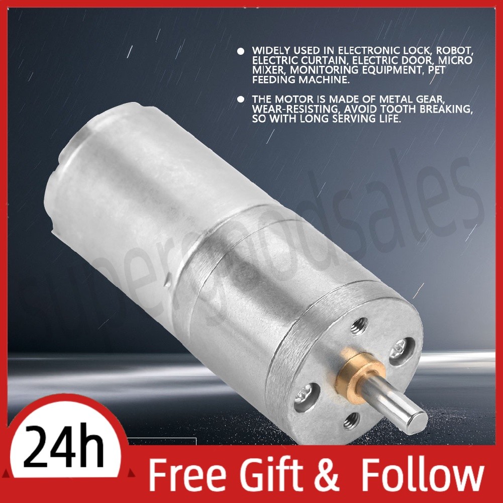NEW DC 12V 25GA-370 มอเตอร์เกียร์โลหะความเร็วต่ํา 25mm