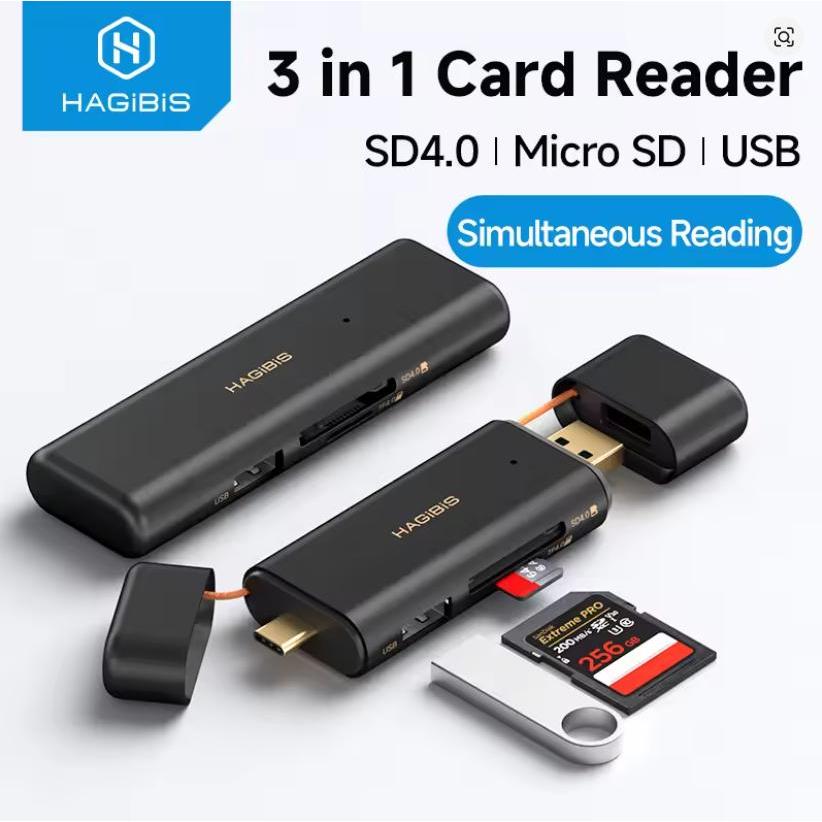 HAGIBIS ความเร็วสูง MEMORY CARD READER กล้อง SD 4.0/3.0 Micro SD 3 ใน 1 อะแดปเตอร์ CFexpress ประเภท 