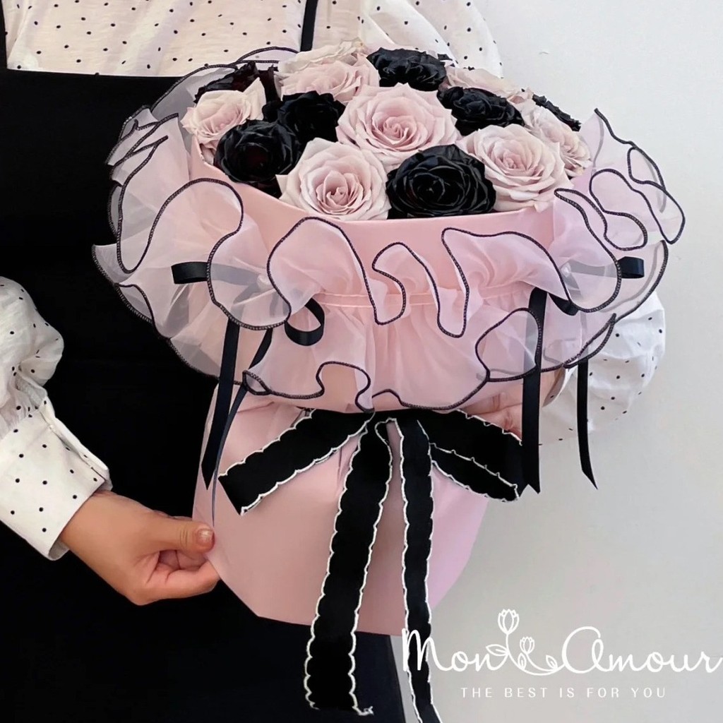 Pearl Puffy Yarn Bouquet Edge เข้ารหัส Organza Puffy Yarn Wave Lace Yarn Flower Packing Ribbon