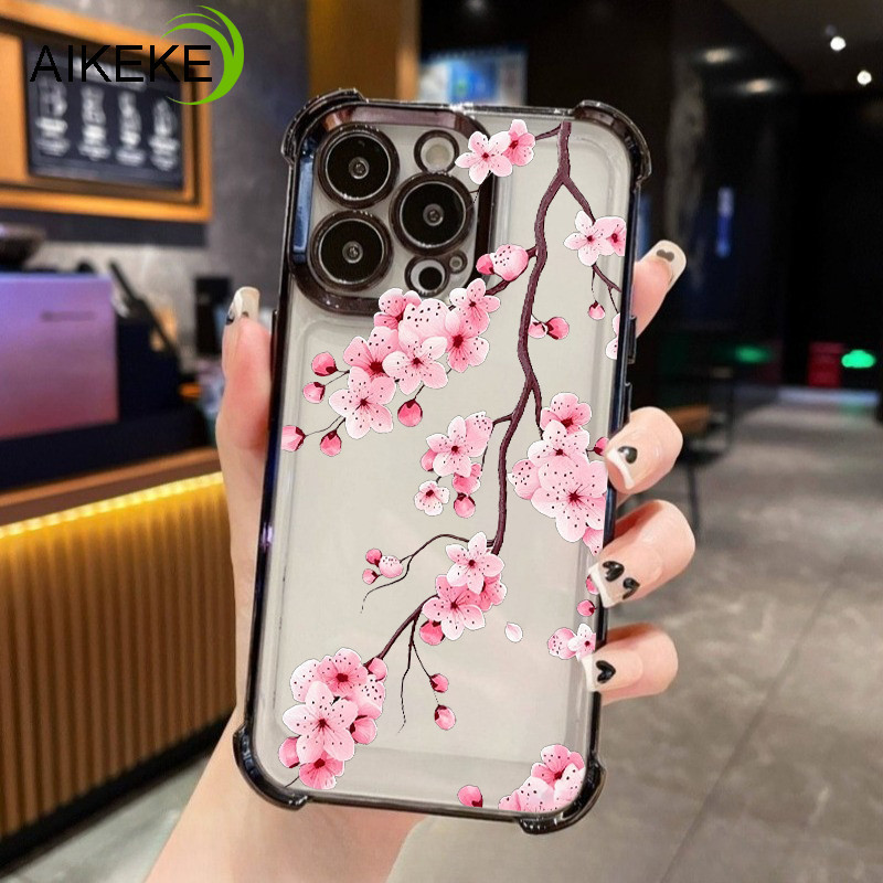 ดอกไม้สีชมพูน่ารักเคสโทรศัพท์สําหรับ OPPO Reno 13 FS 13F 12 Pro 12F 11 Pro 11F 10 9 Pro 8T 7 SE 4G 5
