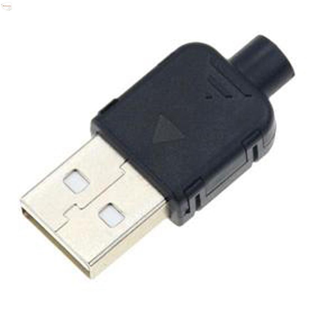 MXBEAUTY อะแดปเตอร์ USB 4 พิน DIY USB A ประเภทบัดกรีซ็อกเก็ต USB สีดํา