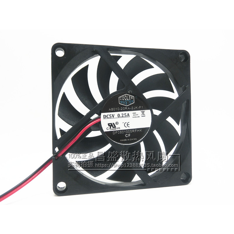 Cool A8010-20RA-2JN-F1 5V 0.25A 8010 8CM พัดลมระบายความร้อนเงียบบางเฉียบ