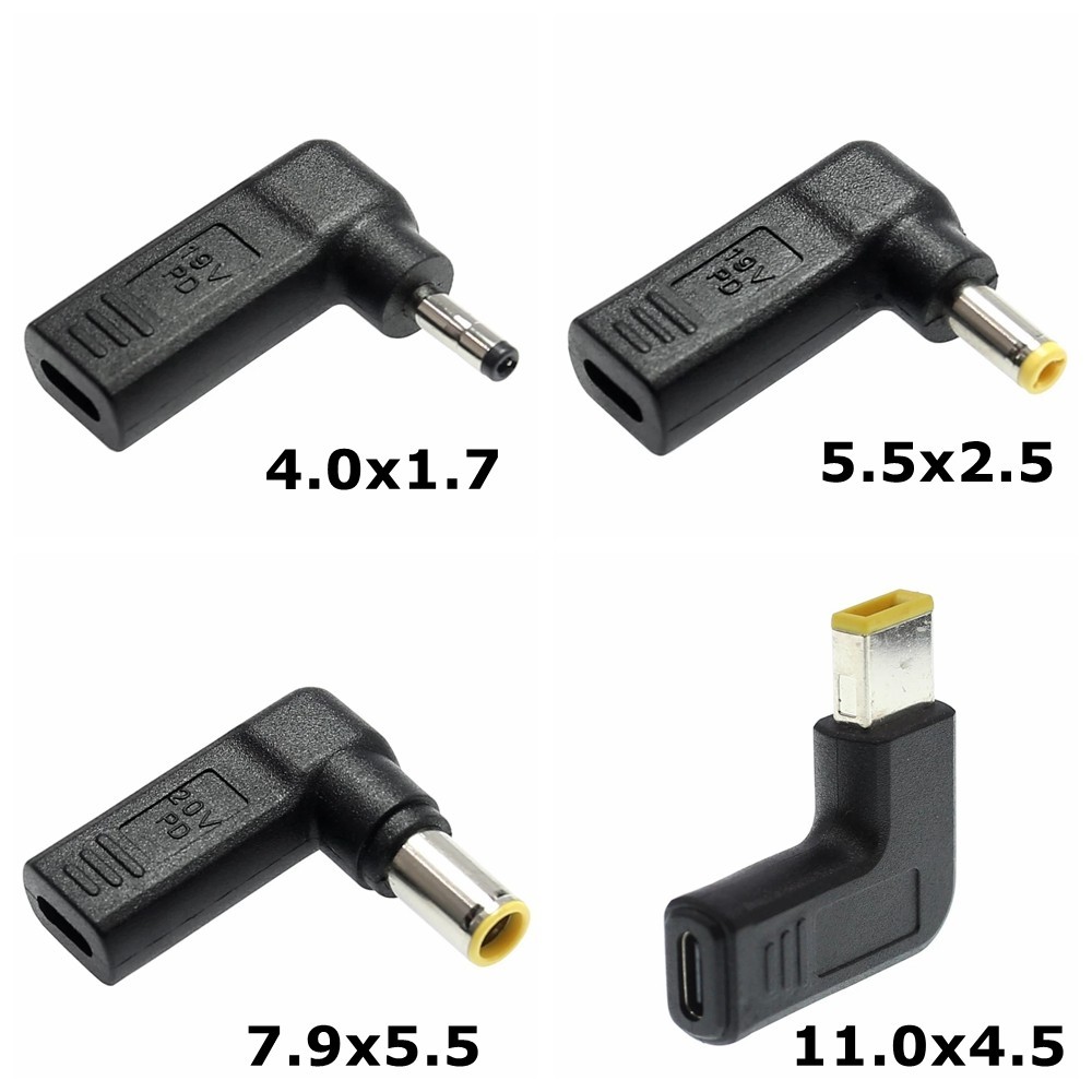 65W PD Type-C ถึง 4.0x1.7/7.9x5.5/11.0x4.5/5.5x2.5 DC แจ็คอะแดปเตอร์ชาร์จ 20V 3.25A Power Plug Conve