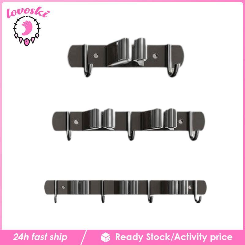[Lovoski] Mop Broom Holder Wall Mount Broom Holder Broom Organizer Storage Rack Non Slip Stainless S