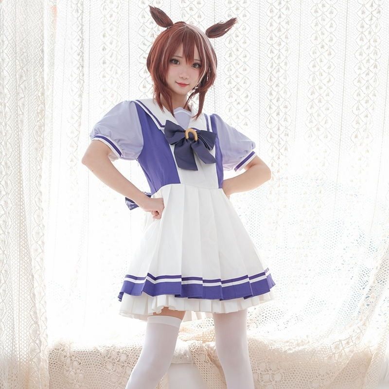Horse Racing Girl Pretty Derby Mesh White McQueen cos Terrason Academy ชุดคอสเพลย์ชุดนักเรียนหญิง