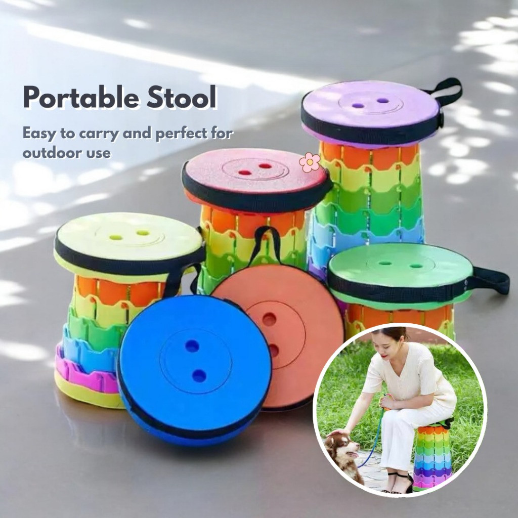 Portable Stool Collapsible Foldable Stool Folding Sturdy Retractable Extendable Seat Chair Camping