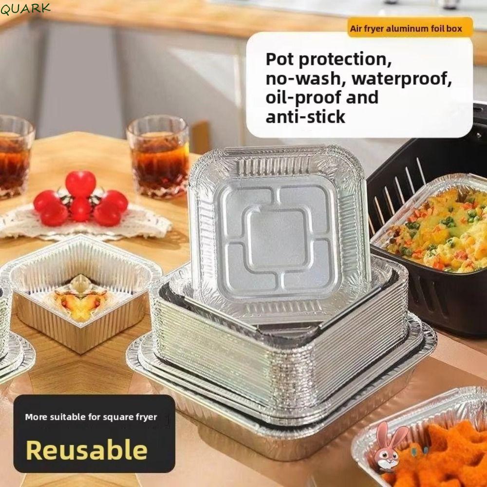 QUARK 30 ชิ้นอลูมิเนียมฟอยล์ถาดอบ, 6/7/8/9 นิ้ว Non-Stick Air Fryer กระทะ,ถาดอบReusable Stackable หน