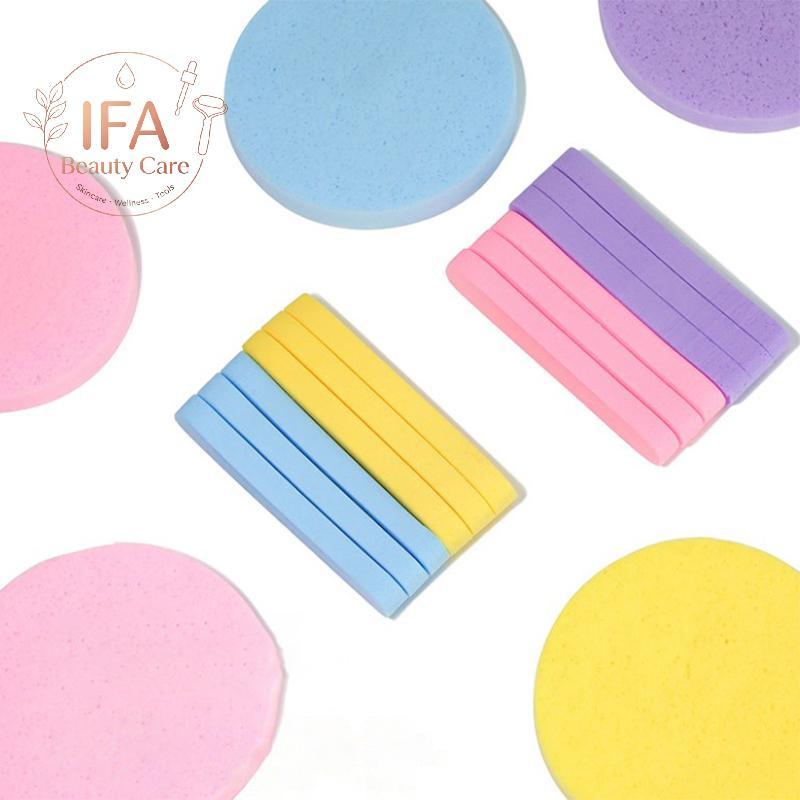 IFA 12pcspressed Face Wash Wash Face Sponge Pad Clean Face Exfoliating ฟองน้ําทิ้งพัฟดี