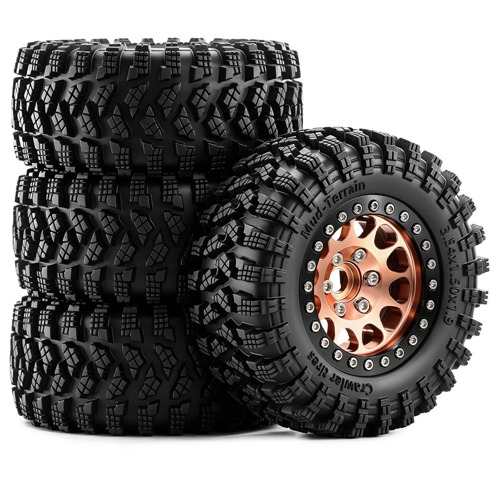 4pcs 90 มม.1.9 โลหะ Beadlock ล้อยาง 12 มม.Hex สําหรับ 1/12 MJX H12P H12Y 1/10 Traxxas TRX4 TRX6 SCX10 Axial 90046 D90 RC Crawler