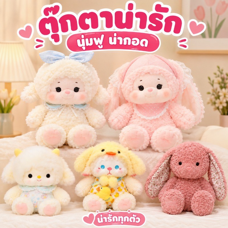 ตุ๊กตาแกะ ตุ๊กตากระต่าย 40cm อ่อนนุ่ม น่ารักมาก ของเล่นตุ๊กตา ของขวัญสำหรับสาว ๆ ตุ๊กตาประจำเตียงนอน ของขวัญวัยรุ่น