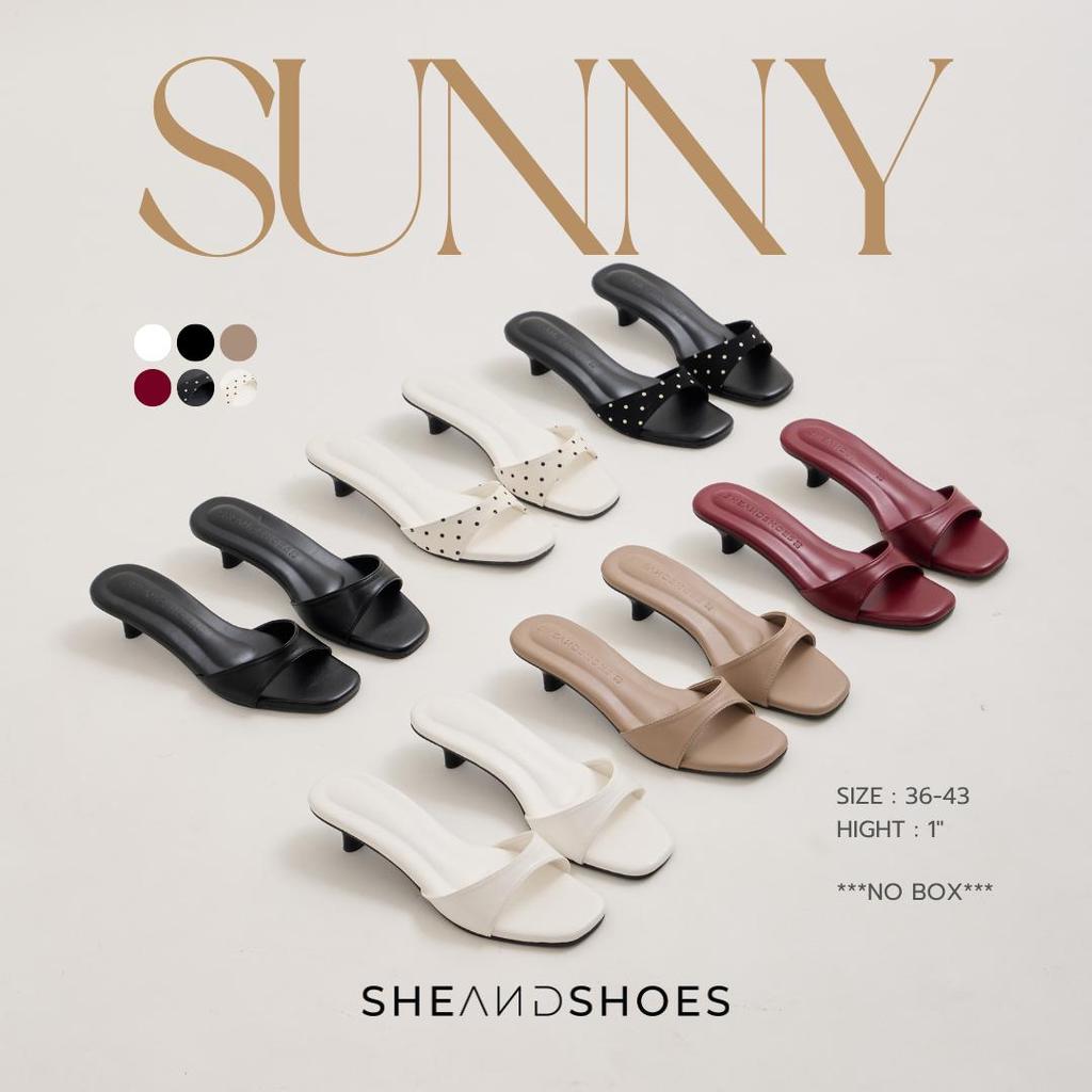 SHEANDSHOES - SUNNY รองเท้าส้นสูง 1 นิ้ว [Sz.36 - 43] ดีเทลหน้าเรียบ สวยเก๋