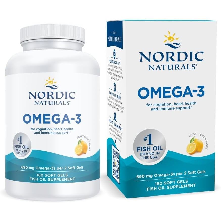Nordic Naturals Omega-3, 690mg Fish Oil, EPA & DHA, Lemon - 180 Count HLNC