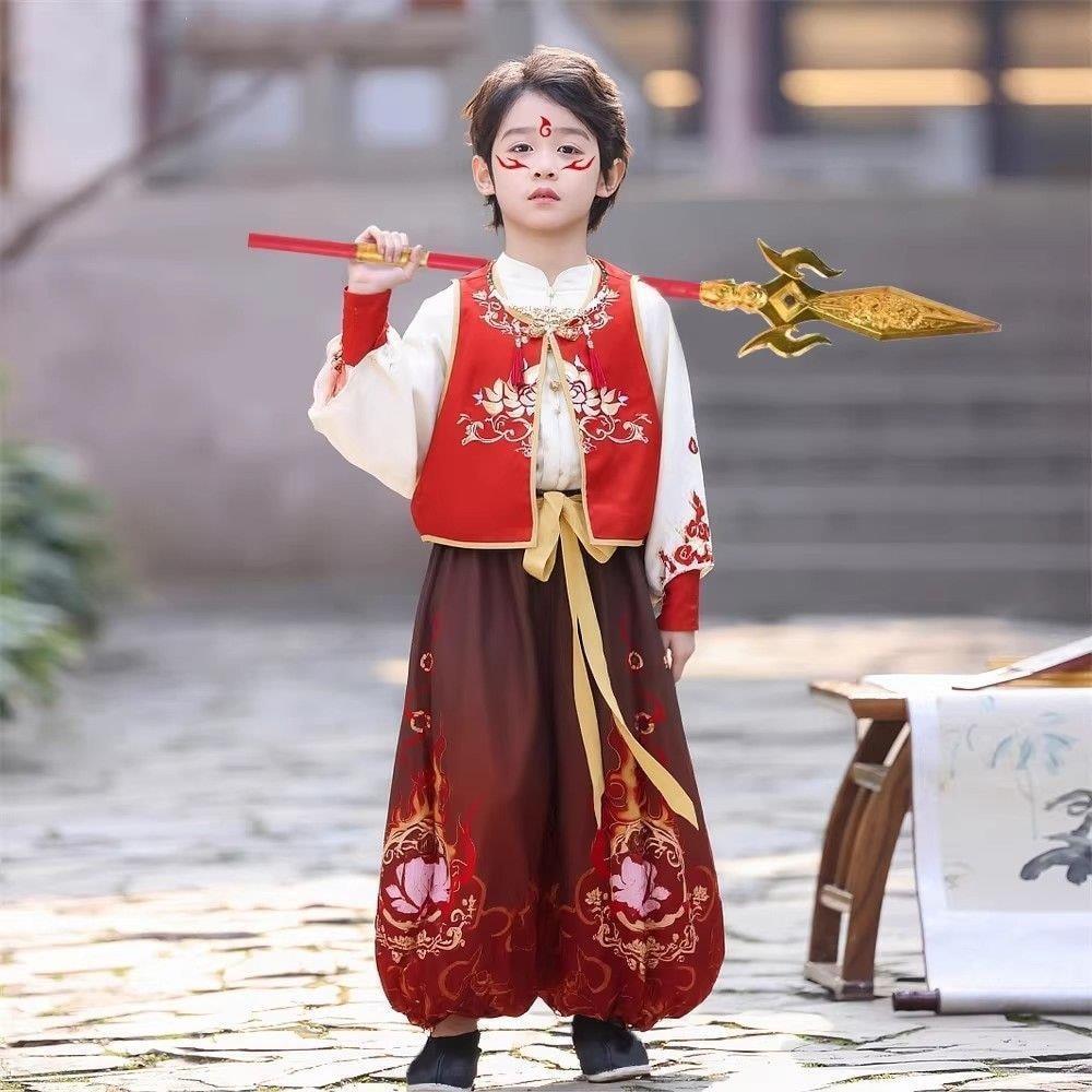 เด็ก Nezha ชุดสไตล์จีนใหม่ Nezha เสื้อผ้าเด็ก 2025 Nezha cos เสื้อผ้าแฟชั่นอินเทรนด์