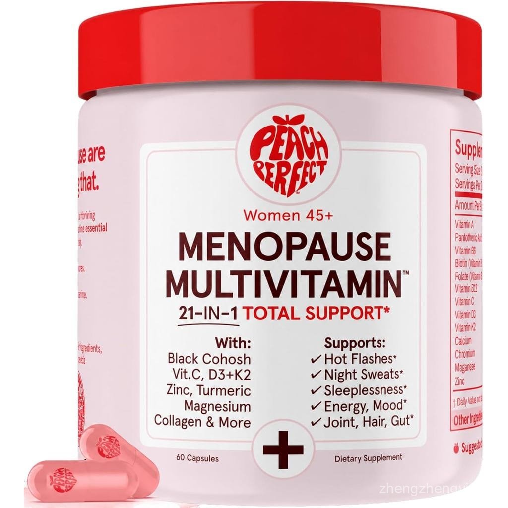 พีช เมนopause มัลติ | 21 s สําหรับผู้หญิง 45+ |  Cohosh Ashwagandha D3+K2 โปรไบโอติกและคอลลาเจน | พอ