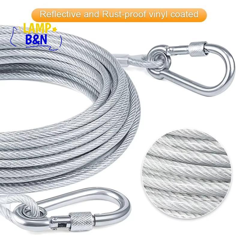 [B&N] 2 ชิ้น Double-headed Dog Tie Out Cable Heavy Duty Steel Dog Restraint Rope with Metal Bule for