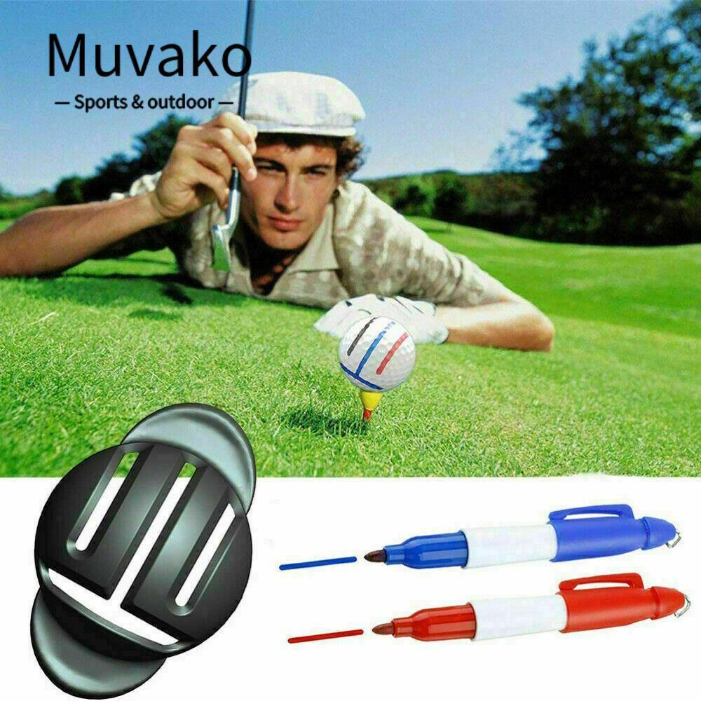 MUVAKO Golf Mark Stencil With 2 Pen Line Drawing Marker เครื่องมือกอล์ฟ Alignment Tool