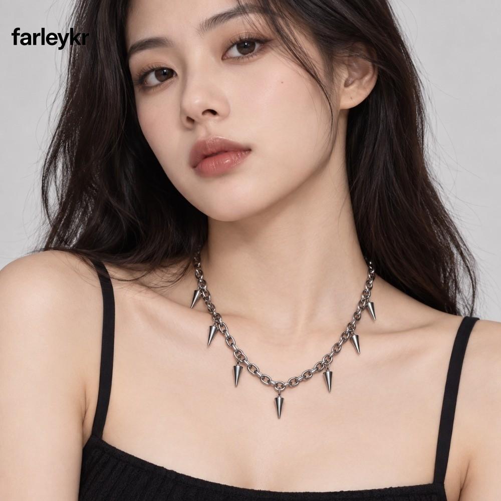 Frl สร้อยคอแบบสตั๊ด,เสื้อกันหนาวโซ่พังก์เค้นคอสร้อยคอ,แฟชั่นไทเทเนียมเหล็กเย็นอุปกรณ์เสริมกรวยจี้ฮิป
