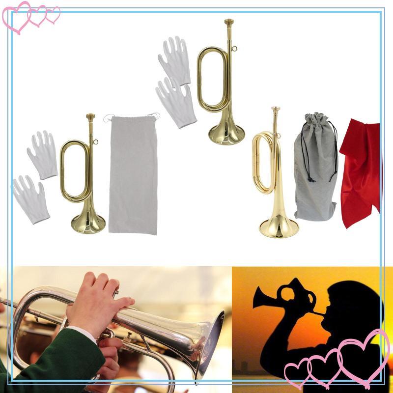 [meteor2] ทรัมเป็ต Bugle ทองเหลือง Bugle Cavalry Bugle Marching Bugle มินิทรัมเป็ตพร้อมปากเป่า Clear