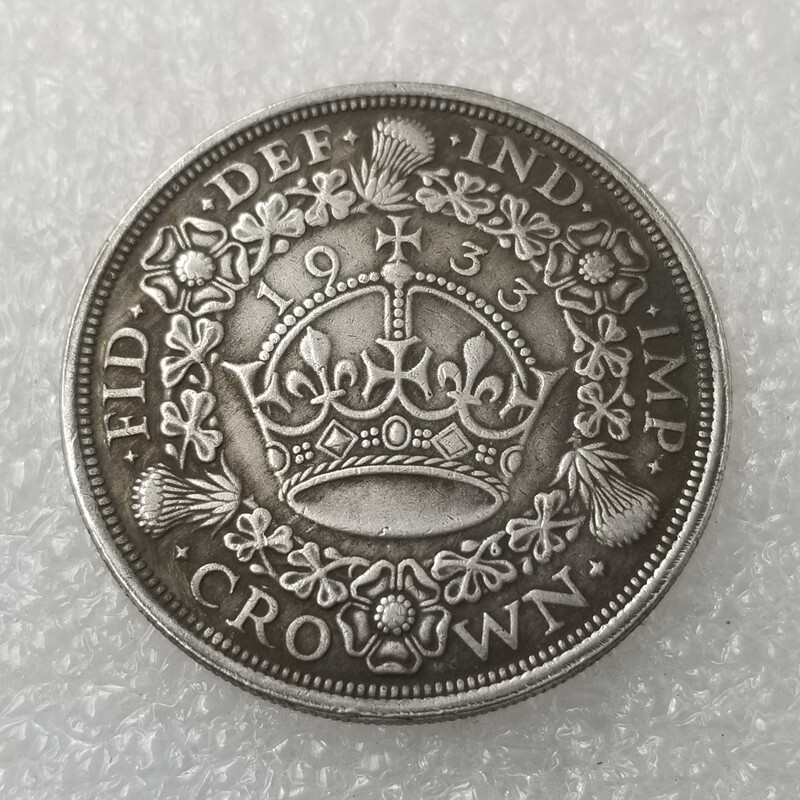 งานฝีมือโบราณ 1933, ทองเหลืองอังกฤษ Silver Plated Distressed Silver Dollar Silver Round/9.12