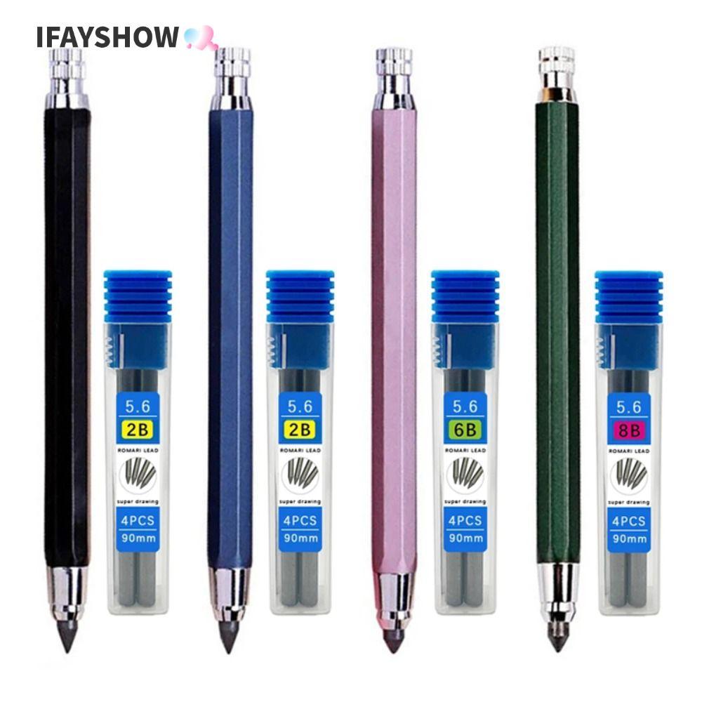 IFAYSHOW ดินสออัตโนมัติ, 2B/4B/6B/8B ดินสอเติมโลหะดินสอ, Creative Drawing Writing เครื่องมือ Sketch 