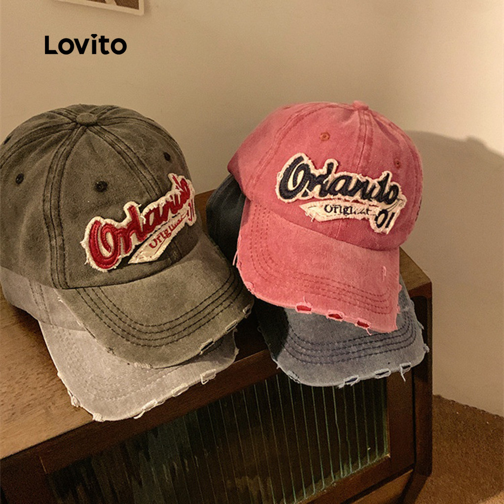 Lovito قبعة بحروف مطرّزة — ستايل كوري — صورة 2