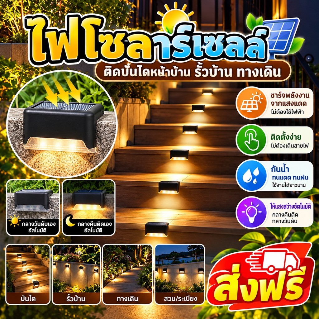 kingms(1997)ไฟโซล่าเซลล์ 1 LED ติดบันไดหน้าบ้าน
