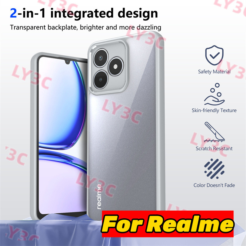 COD สําหรับ Realme C53 RMX3760 กรณี Hybrid ทนทาน Hard Protection TPU กันชนคริสตัลใสเกราะปกหลังสําหรั