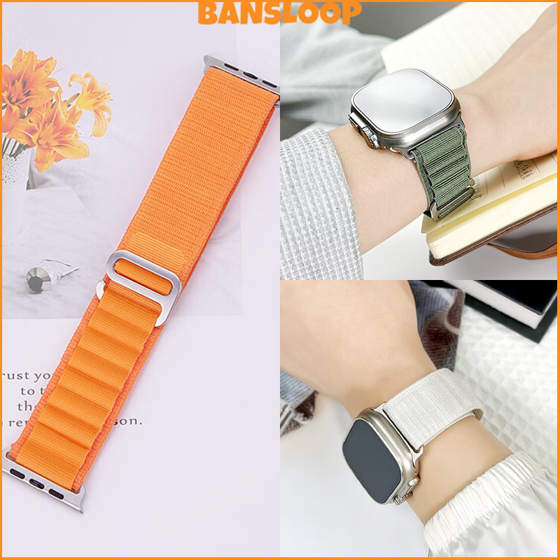 สายรัดไนล่อนกลับวงอัลไพน์ for IWatch Apple Watch Ultra 3 2 SE 3 Series 11 10 9 8 7 6 5 4 3 2 49มม 46 45 44 42 41 40 38มม