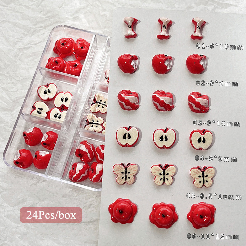 20/24PCS คริสต์มาสสีแดง Apple Nail Art Charms Creative สีสัน Apple เรซิ่นตกแต่งเล็บสําหรับ DIY เล็บหัตถกรรม ราคา ถูกที่สุด ดีลบีเคเค แกลเลอรีภาพที่ 6