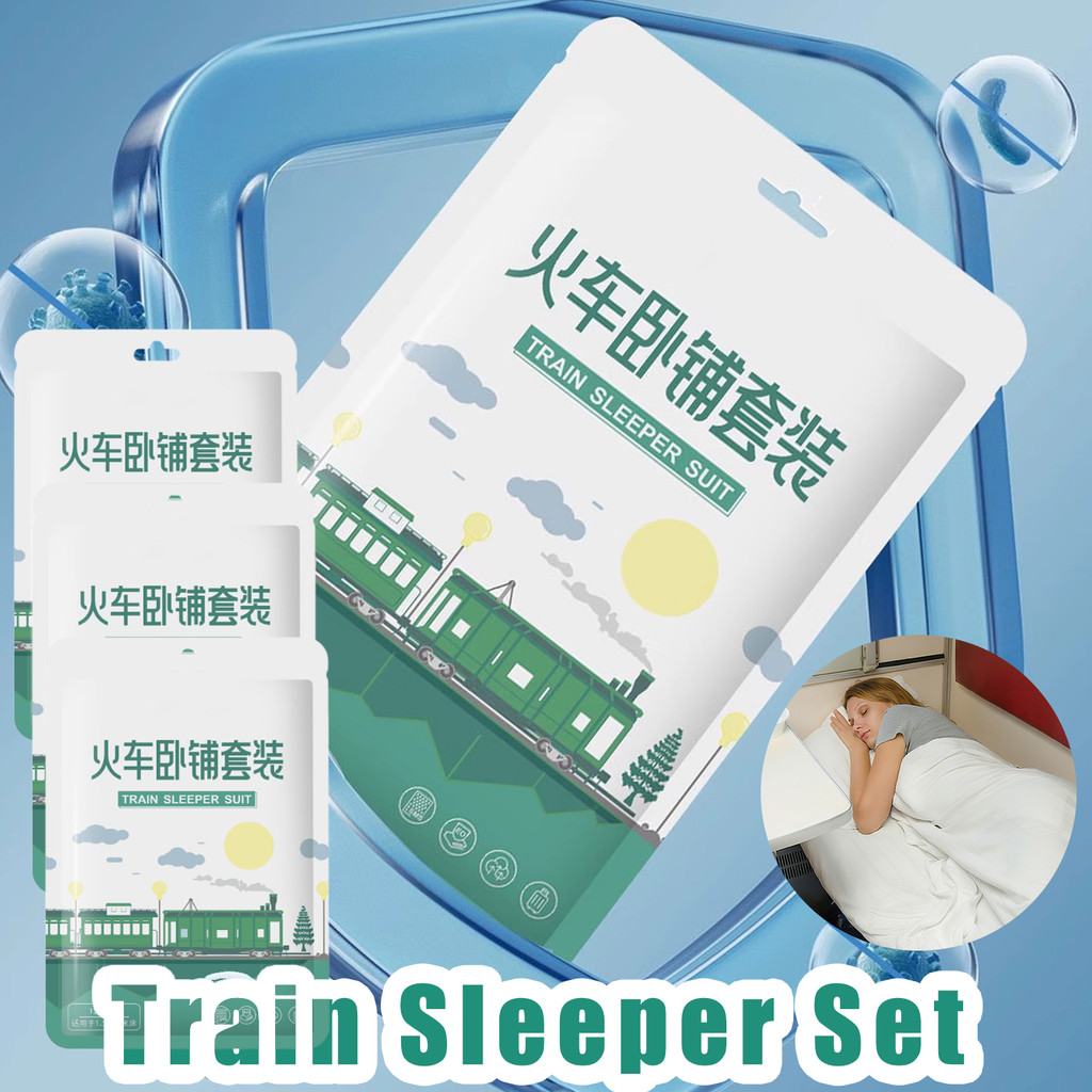 ผ้าปูที่นอนสําหรับเดินทางแบบใช้แล้วทิ้งที่ถูกสุขอนามัย - ชุดนอน 3 ชิ้นพร้อมปลอกหมอน/แผ่นปิด/แผ่นซับ 