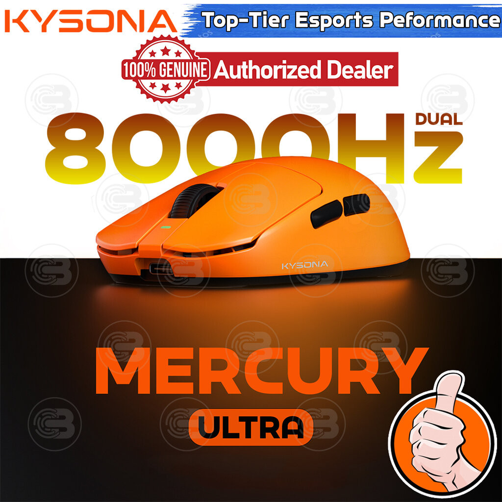 [CoolBlasterThai] KYSONA Mercury Ultra Orange Dual-8K PAW3950/41 ±3G/30000 DPI Gaming Mouse (1-Y War