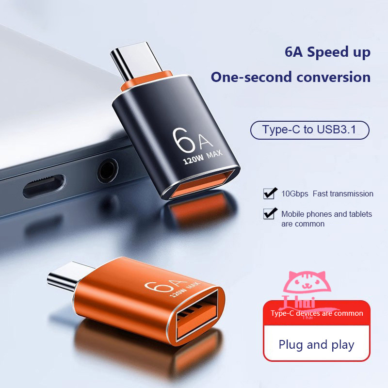 6A USB เป็น Type-C และ TypeC เป็น USB OTG อะแดปเตอร์แปลง USB 3.1 สําหรับโทรศัพท์ PC MacBook Pro USB C ชาร์จเชื่อมต่อ