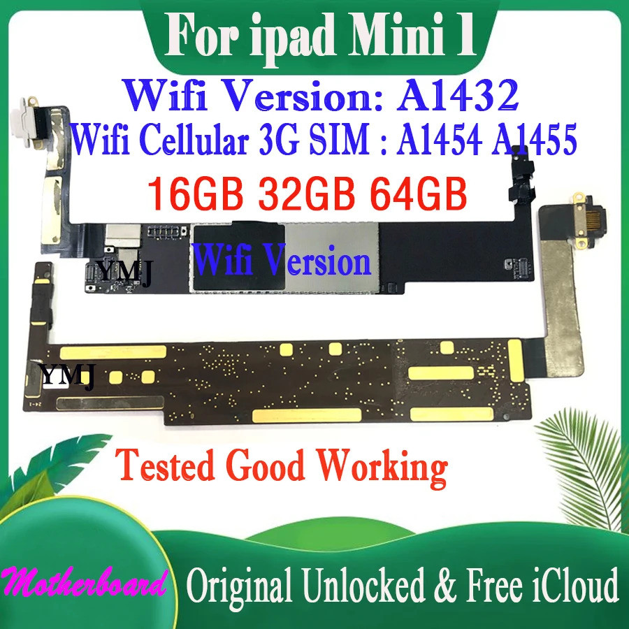 ด้วยระบบ IOS สําหรับ Ipad MINI 1 เมนบอร์ดฟรี iCloud Original Test Logic board สําหรับ Ipad MINI 1Unlocked 16GB 32GB 64GB แผ่น