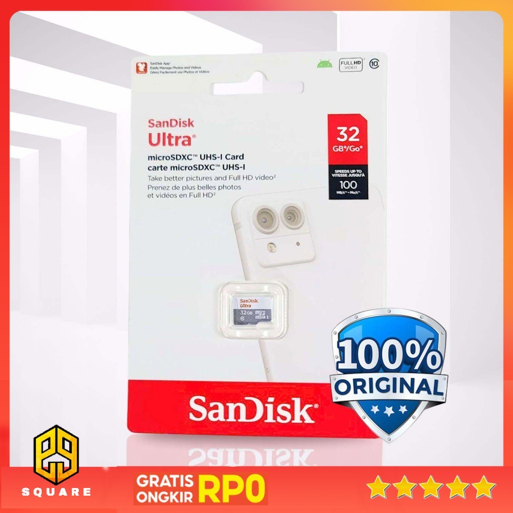 การ์ดหน่วยความจํากล้องวงจรปิด MP3 Storage Ultra microSDHC/SDXC UHS-I Class 10 100MB/s - SDSQUNR Orig