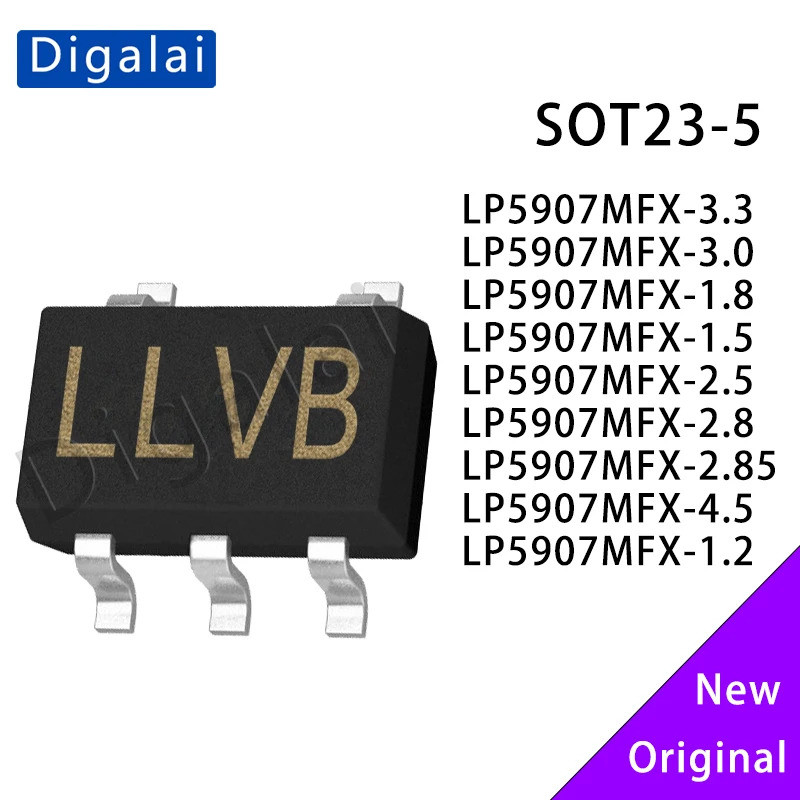 5pcs LP5907MFX-3.3 LP5907MFX-3.0 LP5907MFX-1.8 LP5907MFX-1.5 2.5 2.85 4.5 1.2 SOT23-5 LDO Regulator 