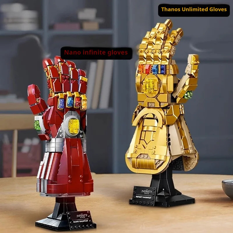 Marvel Iron Man Nano Gauntlet ถุงมือบล็อกอาคารฐาน Thanos Infinity ถุงมือของเล่น Iron Man รูป Diy ปริ
